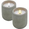Spetebo Candela a LED in ceramica con effetto cemento, 10 x 9 cm, set da 2 candele decorative alimentate a batteria con funzione timer, luce d'atmosfera decorativa con fiamma artificiale con effetto