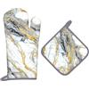 Arquiel Guanti Da Forno Presina Set Di 2, Marmo Bianco Oro Cotone Addensare Guanti Da Forno A Microonde, Presine Da Cucina Morbida Resistenti Al Calore Per Arrostire, Cuocere Decorativo Regalo