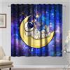 Kzzfqxb Tende per Bambini 117x138cm 2 Pannelli, Viola Blu Universo Galassia Astronauta Dormire sulla Luna, Simpatici Cartoni Animati per Ragazzi Ragazze Camera da Letto Asilo Nido Soggiorno