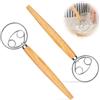 Xinxinphi 2 Pezzi 13 Pollici Frusta Danese Impasto con Manico Legno, Miscelatore Manuale Stile Olandese Acciaio Inox, Strumenti Cucina Mano per Produzione Pane, Dolci, Dessert, Pasta, Pizza, Pasticceria