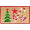 BANZAII TEXTILE INNOVATOR ONLINE Banzaii Zerbino Ingresso Casa Natalizio in Fibra di Cocco 40x70 cm, Tappeto Porta con Base Antiscivolo, Resistente e Ideale per Interno ed Esterno - Natale Bastoncino
