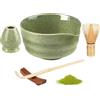 Snovire Il set da tè Matcha contiene ciotola per matcha, scopa e supporto, paletta in bambù e ripiano per cucchiai, 5 pezzi Matcha Kit servizio da tè per la cerimonia del tè giapponese (senza polvere)