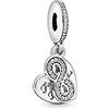 PANDORA Icons Pendente a forma di cuore con scritta Forever Friends in argento con zirconia cubica trasparente