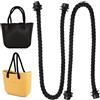 XoeLLe 2 Pezzi Manici O Bag, Manici per Borse Uncinetto, Tracolla per Borsa Donna, Classic Maniglia Spago Intrecciata, Sostituzione Sacchetto Catena Ricambio Accessori per Fai da Te (Nero)