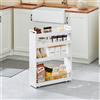 SoBuy NSR01-W scaffale di nicchia con ripiano da cucina a 4 piani con ruote carrello da bagno carrello per auto ordine Bianco BHT ca. :18x82x60 cm