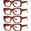 Eyekepper 4 Paia Occhiali da Lettura da Donna - Occhiali da Lettura Quadrati Eleganti da Donna 0.50