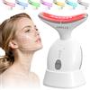 QUELLE Massaggiatore Viso Lifting EMS Antirughe con Terapia del Caldo a 45°C, 3 Modalità e 7 Colori LED, Dispositivo di Bellezza per Rassodamento Viso e Collo con Base