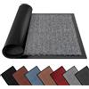 FB FunkyBuys Zerbino lavabile, per interni ed esterni, resistente, antiscivolo, con retro in gomma, super assorbente, per porta d'ingresso, tappeto d'ingresso (grigio ondulato, 50 x 80 cm)
