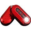 HIBEYO Custodia per chiave auto, adatta per Fiat 500 Bravo Panda Fiorino Doblo Punto, custodia per chiave a distanza, flip a 3 tasti, rosso