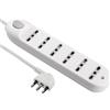 Electraline 62004 Multipresa 6 posti bivalenti 10/16A con Interruttore-Cavo 1,5 m Bianco