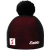 Eisbär Berretto Beanie Pompon Skipool Donna/Uomo - Made in The EU con da Sci Inverno Autunno/Inverno - Taglia Unica Nero-Rosso