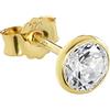 NKlaus Orecchini singoli da 5,3 mm in argento 925 placcato oro giallo con zirconi 10325