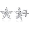 SLUYNZ Orecchini a perno in argento Sterling 925 con fiore per donna, SMALL, Argento sterling, Zirconia cubica