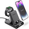 SwanScout Stazione di Ricarica Rapida, Caricatore Pieghevole 3 in 1 da 25W per iPhone 14/13/12/11, Supporto di Ricarica per Apple Watch Ultra 3/11/10/9/8/7/6/5/4 e Air pods, SwanScout 701A