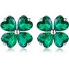 Reffeer Orecchini a perno in argento Sterling 925 a forma di quadrifoglio, per donne e adolescenti, con zirconia cubica verde, orecchini per il giorno di San Patrizio