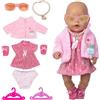 HTTDSLF Vestiti per Bambole Doll Bambole, 8 Pezzi Abiti per Bambolotti 35-45cm, Vestito, Cappotto, Calzini, Occhiali, Collana, Biancheria Intima, 2 Gruccia (NON INCLUDE BAMBOLA)