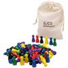 GICO 2132 - Set di 60 coni da gioco, 24 x 12 mm, in legno, colori assortiti, in sacchetto di cotone, 6 colori