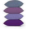 ggaimwf Tinta unita Copricuscino in Effetto Lino per divano Gradiente viola Cuscino per letto Pianta Fiore d'iride Colore Fatto a mano Piazza Federe per cuscini 60x60 cm Set da 4