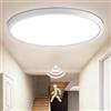 VivaLet Sensore di Movimento per Luci 24W 2400LM, Tempo di Commutazione Regolabile: 30S/120S/180S, Plafoniera con Sensore di Movimento 4000K, Lampada IP54 con Sensore di Luce per Bagno, Scale, 30cm