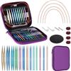 Coopay 13 Paia Ferri Circolari Intercambiabili da 3,0 a 10,0 mm, Ferri da Maglia in Alluminio, Alta qualità, Ferri Circolari per Vestiti per Bambini, Maglioni, Sciarpe - Viola