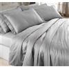 Mahome Completo Copripiumino Matrimoniale Raso di Cotone 100% 300 fili (TC) - Sacco 250x200+40 cm, Sotto con angoli 180x200x30 cm, 2 federe con volant - Made in Italy - Grigio