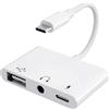 Puiseno 【3 in 1】 Adattatore USB-C a jack da 3,5 mm con porta di ricarica e adattatore USB OTG, tipo C AUX, splitter audio per cuffie per Samsung Galaxy S22/S21/S20, iPad Pro 2022, Pixel 6/5/4, Huawei, colore
