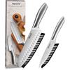 hecef Set Coltelli da Cucina 2 Pezzi con Fodere, Manici Cavi, Argento