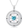 YueYuan Collana da donna con bussola in argento Sterling 925, ciondolo a forma di cuore, pietra portafortuna, Argento sterling