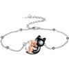 Vadmans Braccialetto Gatto Nero per Donna Argento 925 Braccialetti Cavigliere Gatto Pietra Portafortuna Gioielli Regalo per Donna Moglie Madre (Novembre)