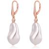 JiaYang Orecchini di perle in argento 925, con perle, orecchini pendenti da donna con perline, orecchini a cerchio con perle di zirconia cubica, idea regalo per donna, Zirconia cubica