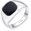 Amberta Anello per Uomo con Onice in Argento Sterling 925 | Mignolo Nero Chevalier | Misura 24