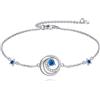 VONALA Bracciale a forma di stella in argento Sterling, con luna e stella, regolabile, regalo di San Valentino per donne, ragazze, fidanzate, Argento sterling