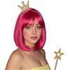 Luxiremi Bob Parrucche per le donne 12 pollici sintetico corto liscio rosa caldo parrucca con frangia gioco di ruolo Hollywood Indossare