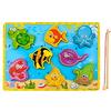 PTIT'GÉNIE - Gioco di pesca magnetico in legno - universo marino, 8 creature/animali carini - giocoso, giocattolo educativo - legno, 29,5 x 22 x 0,6 cm
