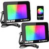 SKYWORLD 2 pezzi Faretto Led RGB Esterno 30W,Faretti RGB da Esterno con APP Bluetooth e Tempi,16 Milioni Colori,IP66 Impermeabile Fretto RGB per Giardino Terra Partito Giardino Cortile Pasqua