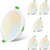 Sweier Faretti LED da Incasso per Cartongesso Dimmerabili 220V, 7W 600LM Faretti LED Soffitto Incasso 3000K Caldo 4000K Neutro 6000K Freddo, IP44 Faretto Bagno, Foro Ø95-100mm, Set di 6
