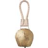 Boltze Campanaccio Mucca, campanaccio Capra, in Metallo, Effetto Oro Antico, con Cinghia Marrone, 1 Pezzo, Dimensioni circa9 cm x 6 cm x 25 cm