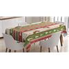 ABAKUHAUS Natale Tovaglia, Deer Pines Borders, Rettangolare per Sala da Pranzo e Cucina, 140 x 240 cm, Corallo Scuro Bianco Verde