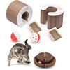 KISUME the next level of pets happiness Tiragraffi per gatti, in cartone ondulato riciclabile di alta qualità, rotondo, con erba gatta e campana, pieghevole, elastico, interattivo, set da 2 pezzi