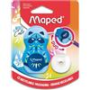 Maped - Temperamatite 2 in 1 "Loopy" della serie "Mini Cute", ricaricabile, con 049112-1 gomma di ricambio, colore casuale, per matite sottili, multicolore