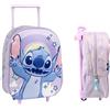 mybagstory - Borsa con ruote Stitch 3D - Bambino 31 x 25 x 10 cm - 1 scomparto con cerniera - Trolley 2 ruote - Effetto Relief - Ideale scuola materna, vacanze o uscite