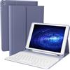 GKABXY Custodia per tastiera per iPad 9/8/7ª generazione (10,2 pollici, 2021/2020/2019), tastiera Bluetooth intelligente magnetica rimovibile, con portapenne, viola