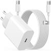 SZCYYLTE 30W Caricatore iPhone, USB C Rapido Alimentatore, Certificato MFi Caricabatteria Presa Con Cavo di Ricarica Tipo-C to C 2M per iPhone 17/16/16 Plus/16Pro/16 Pro Max/15/iPad Air, Caricabatterie