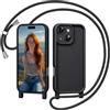 Coiwxmoi Cover per iPhone 14 Plus 6,7 con Cordino, Custodia con Laccio Collana Tracolla Regolabile Sottile Silicone Morbido TPU Bumper Antiurto AntiGraffio Protettiva Case per iPhone 14 Plus, Nero