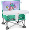 Bright Starts, Rialzo per sedia portatile Pop 'N Sit Principessa Ariel di Disney, per uso interno/esterno, sedile da pavimento con vassoio, verde chiaro, 6 mesi-3 anni