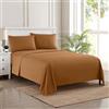 Sweet Home Collection 1902 Thread Count Sheet Soft Egyptian Quality Brushed Microfiber Set di Biancheria da Letto di Lusso Piatto, Lenzuolo con Angoli, 2 federe, Microfibra, Caff, Coppia