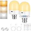 AUAUY Lampadina LED B22, Magnetica Staccabile Lampadine LED B22, Lampadina Ricaricabile Magnetica USB Con Telecomando, Lampade Non Cablate con 3 Temperature di Colore, Ricaricabili, Dimmerabili 2 PACK