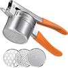 Sopito Schiacciapatate Acciaio Inox con 3 Piastre Intercambiabili, Schiaccia Patate Professionale per Patate, Zucche e Patate Dolci, Facile da Pulire