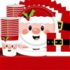 Shamoparty Set di stoviglie per festa di Natale, 61 pezzi Decorazione a tema natalizio, articoli per feste, decorazione per feste rosse invernali, tovaglioli di carta rossi, piatti antichi, tovagliette