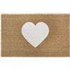 Hanse Home Zerbino in cocco per interni, colore naturale, con cuore, bianco, antiscivolo, per corridoio, terrazza, ingresso - 45 x 75 cm